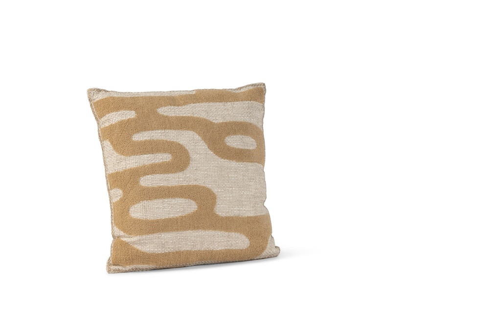 Cushion embroidery cotton wool beige/ochre with filler - 50 x 50cm - p1/10