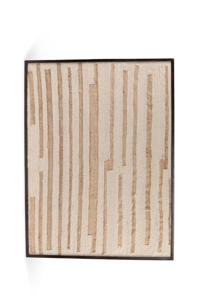 Wooden wall art beige cotton with jute stripes - 90 x 120cm - p 1