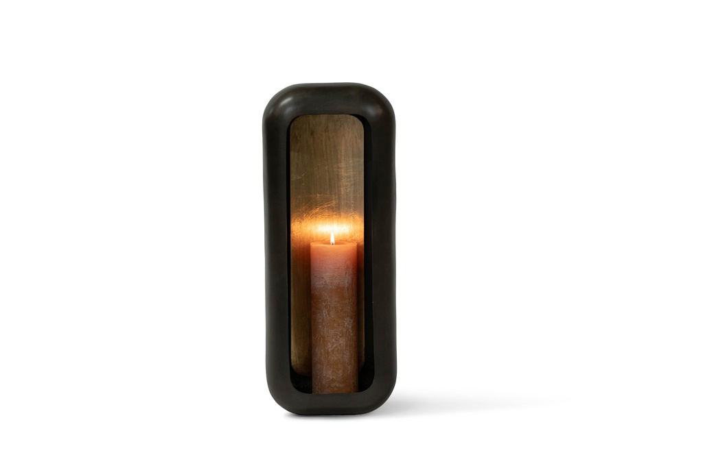 Hanging rectangular candle holder nickle antique/gold antique leafing - 20 x 13 x 50 cm- p 1/4