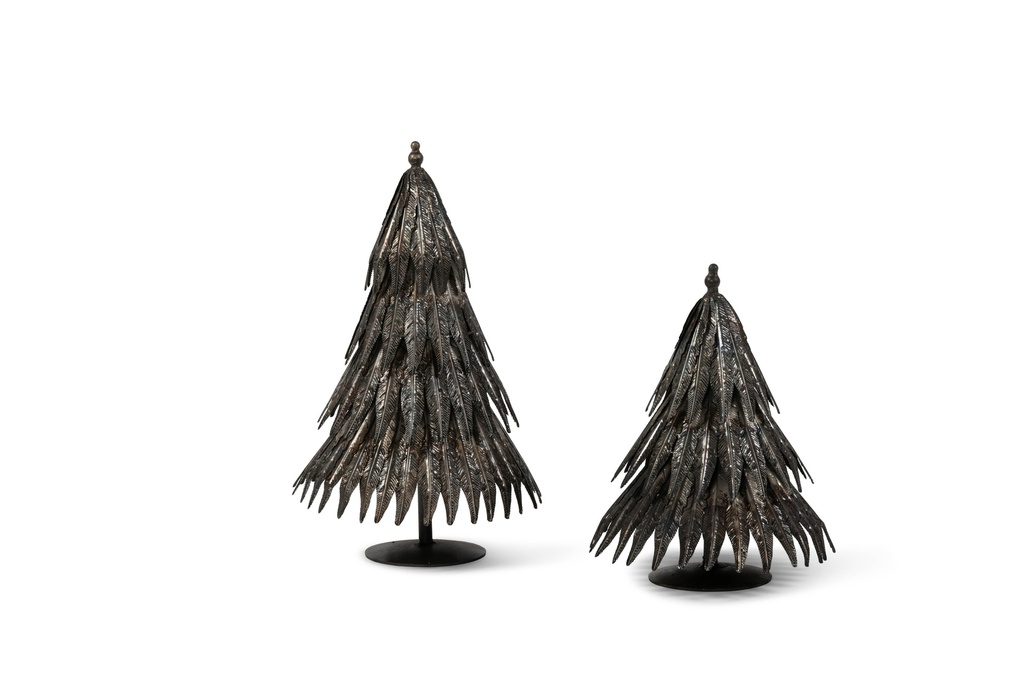 X-mas tree old silver set of 2 - Ø20 x 26 cm / Ø20 x 35cm - p 1/2