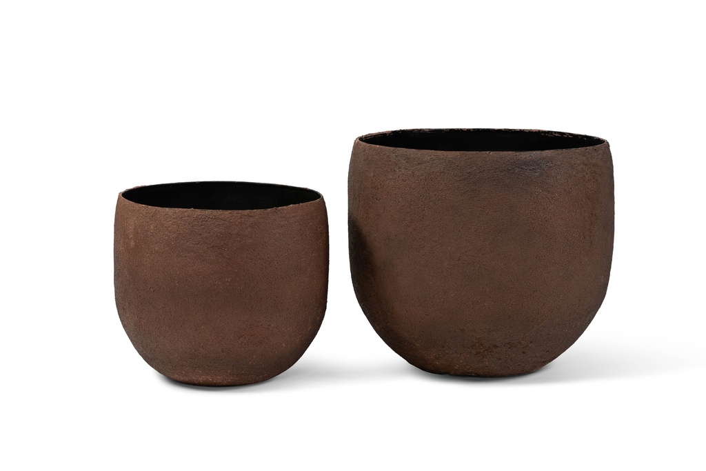 Planter brown clay finish set of 2 - Ø38 x 32 cm / Ø48 x 41 cm - p 1