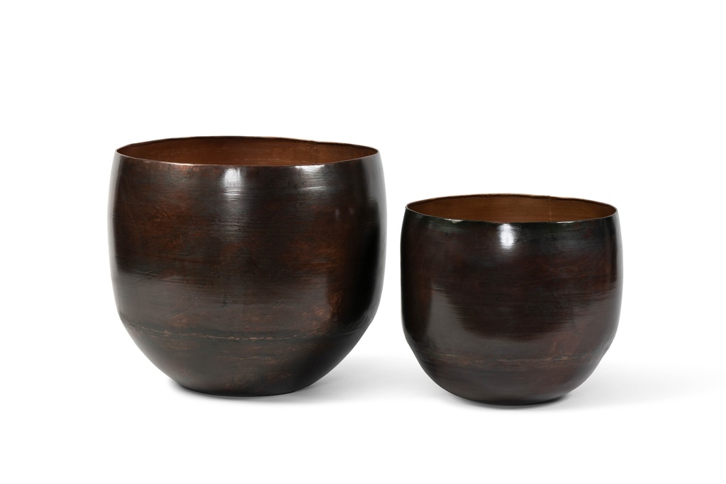 Planter antique copper set of 2 - Ø38 x 32 cm / Ø48 x 41cm - p1