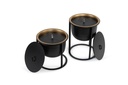 Outdoor candle pot with lid black/gold inside on stand - large - Ø31,5 x 42 cm - p 1