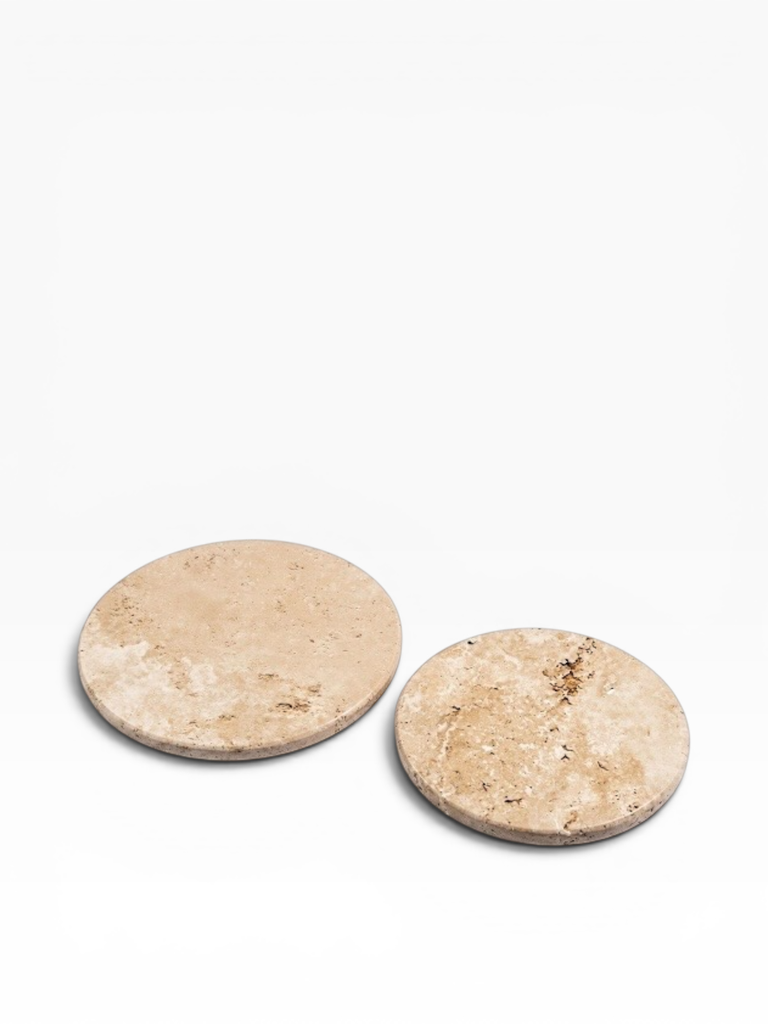 Plate round beige travertine set of 2 - Ø29 x 2 cm / Ø35 x 2 cm - p 1