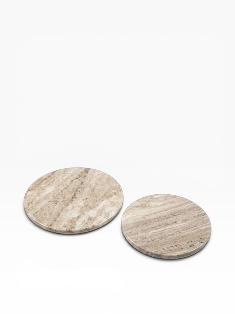 Plate round brown marble set of 2 - Ø29 x 2 cm / Ø35 x 2 cm -p 1