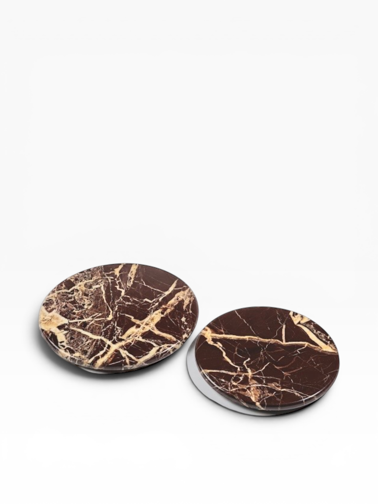 Plate round red marble set of 2 - Ø29 x 2 cm / Ø35 x 2 cm - p 1