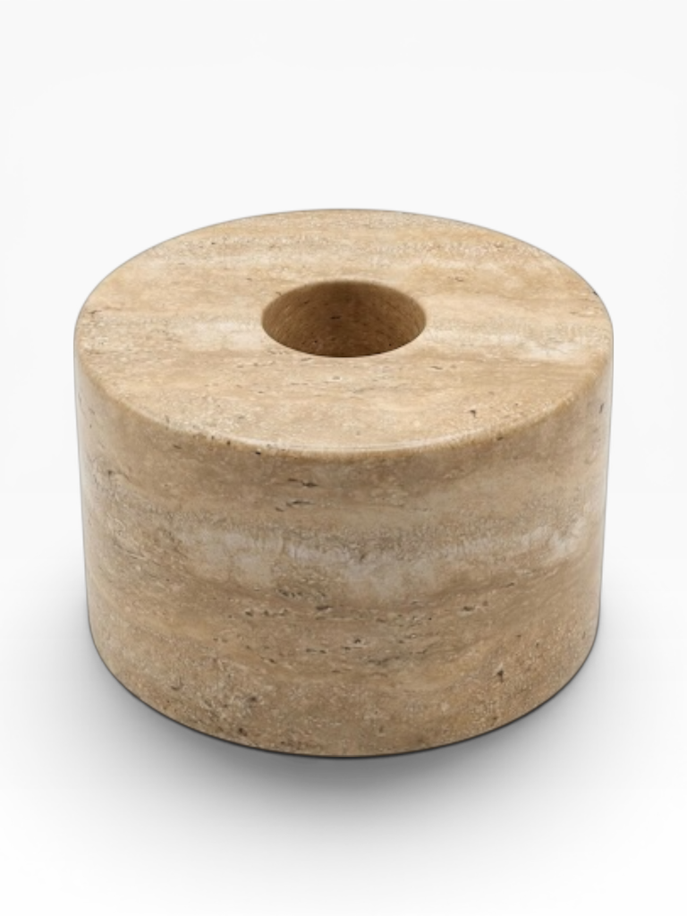 Taperholder beige travertine - set of 2 - Ø6,25 x 5 cm - p 2