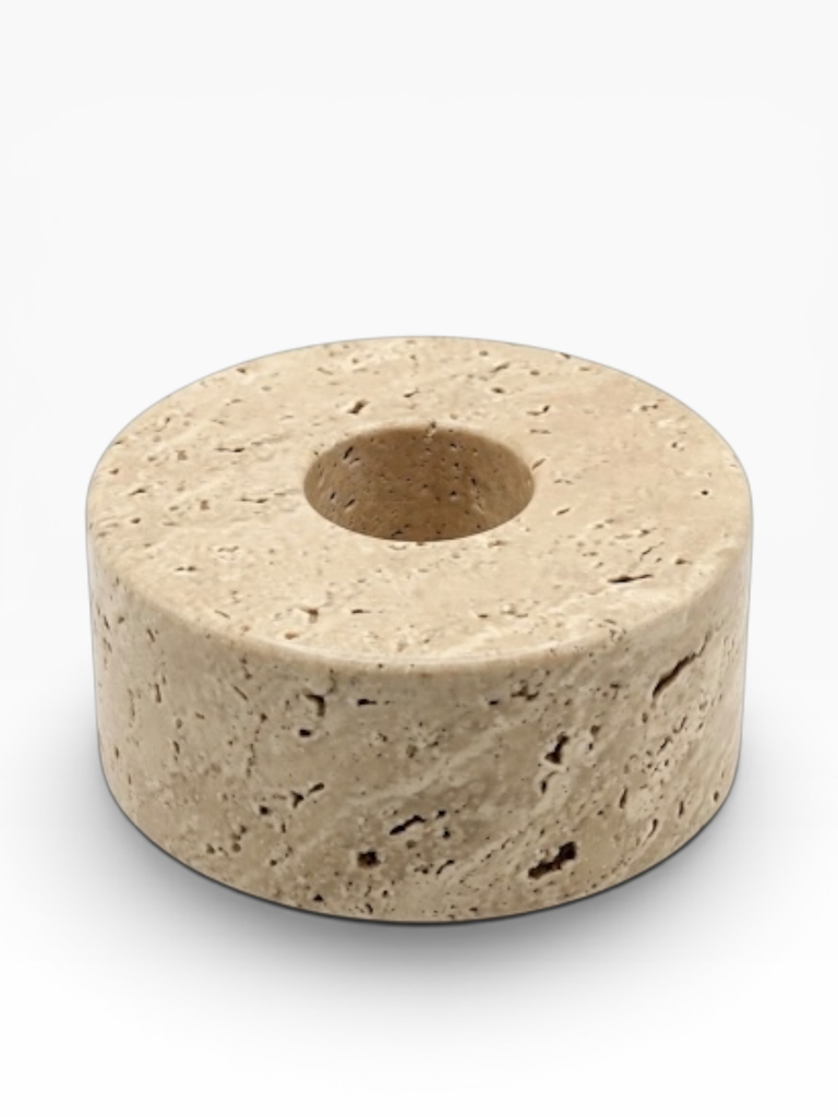 Taperholder beige travertine - set of 2 - Ø6,25 x 2,5 cm - p 2