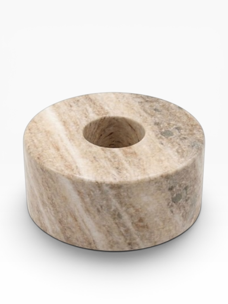 Taperholder brown marble - set of 2 - Ø6,25 x 2,5 cm - p 2