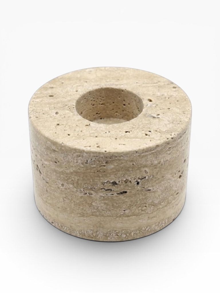 Fine taperholder beige travertine - set of 2 - Ø4,5 x 5 cm - p 2