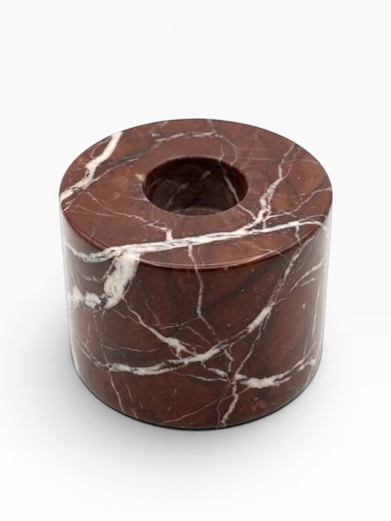 Fine taperholder red marble - set of 2 - Ø4,5 x 5 cm - p 2