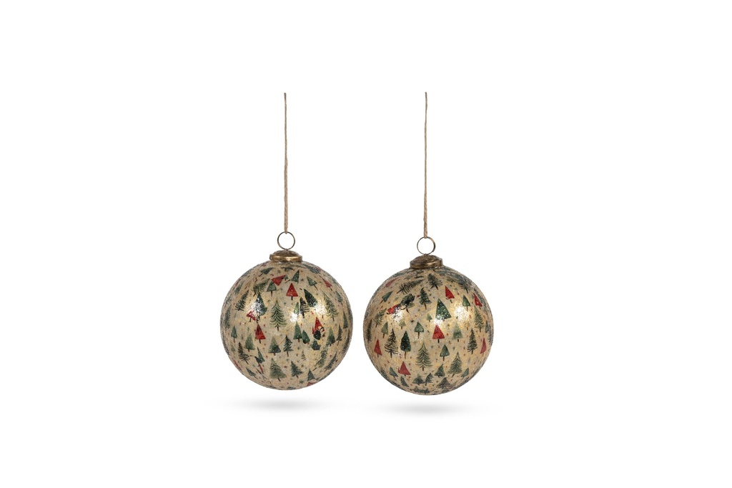 Boll crackeled glass X-mas tree large - Ø12 cm - p 2/20