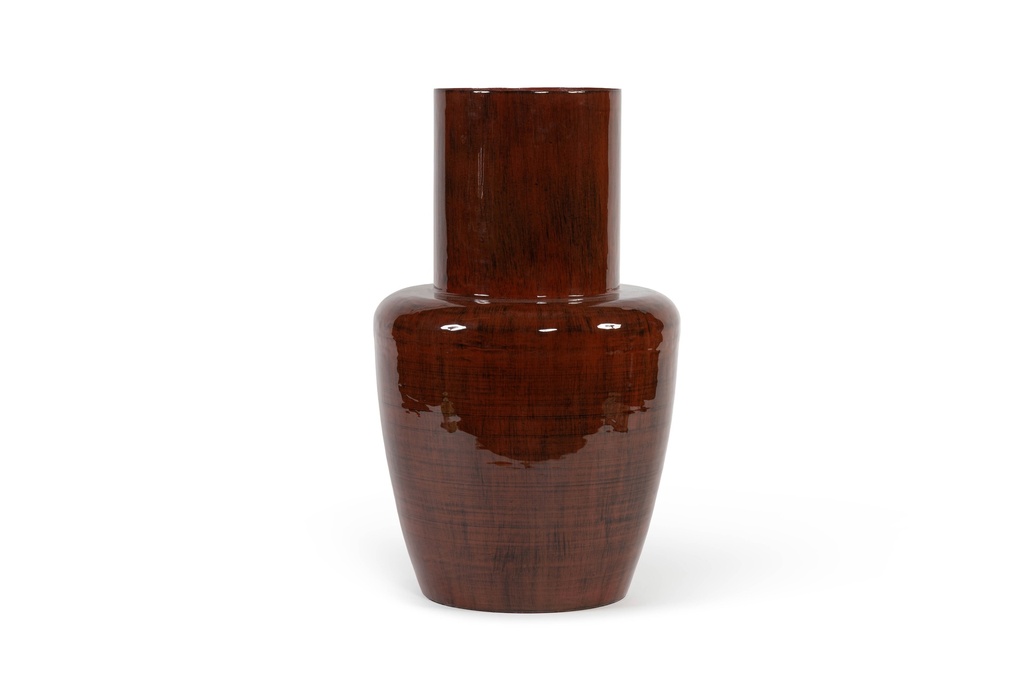 Vase enamel with neck dark brown antique XL - Ø44 x 65 cm - p 1