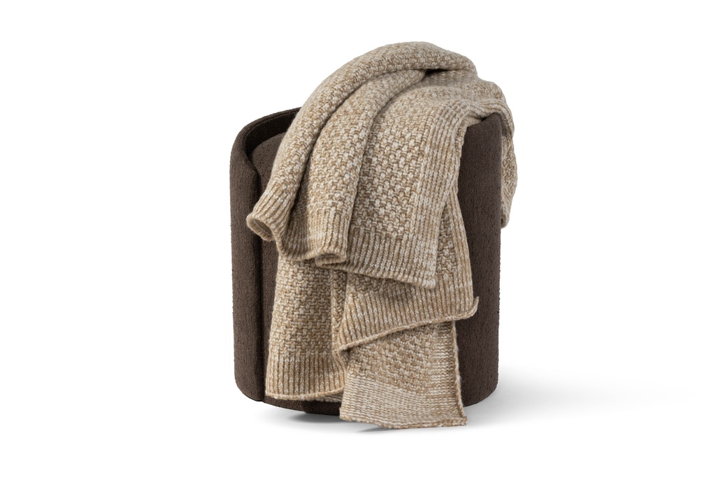 Plaid double moss knitted wool honey / ivory - 140 x 200cm - p 1