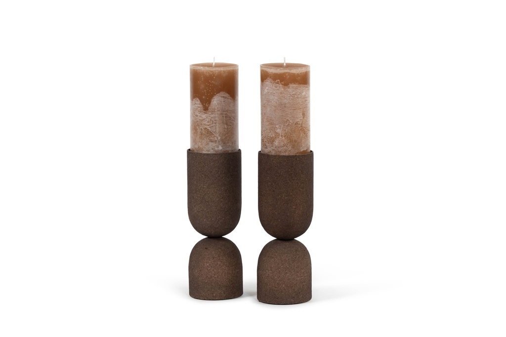 Candle holder brown stained cork big - Ø11 x 26cm - p 1/12
