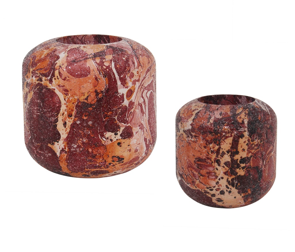 Metal bulbvase burgundy/creme/orange crackeled glass medium - Ø52 x 50 cm - p 1