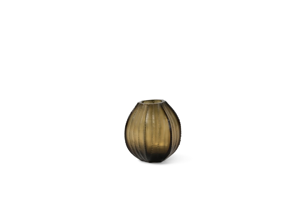 Mouthblown vase handcutted light smoke small - Ø16 x 14 cm - p 1/4