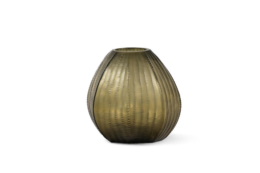 Mouthblown vase handcutted light smoke large - Ø28 x 26 cm - p 1