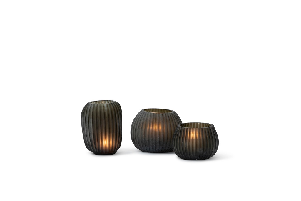 T-light holder vertical stripe cutting smoke - 14 x 11.5 x 12 cm - p 2/12