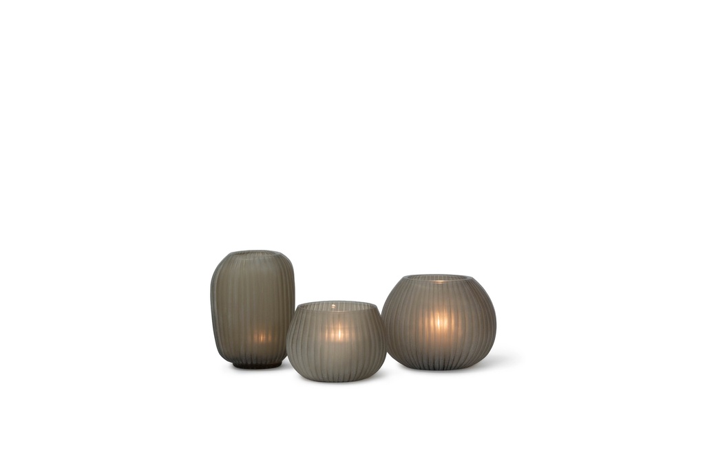 T-light holder vertical stripe cutting light smoke - 13 x 10 x 9.5 cm - p 4/24