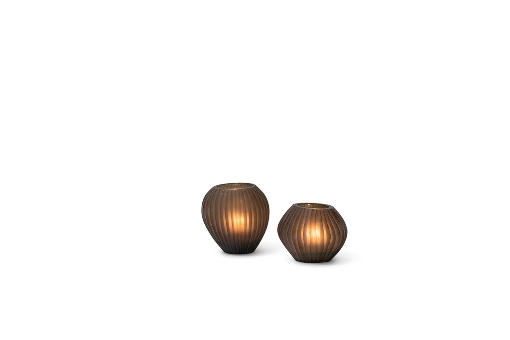 T-light holder vertical stripe cutting copper - 10 x 9.5 x 8 cm - 4/24
