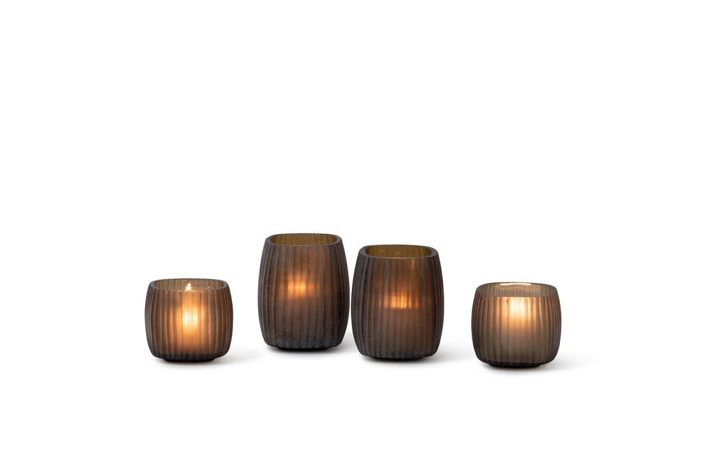 T-light holder square vertical stripe cutting copper small - 9 x 9 x 9 cm - p 4/24