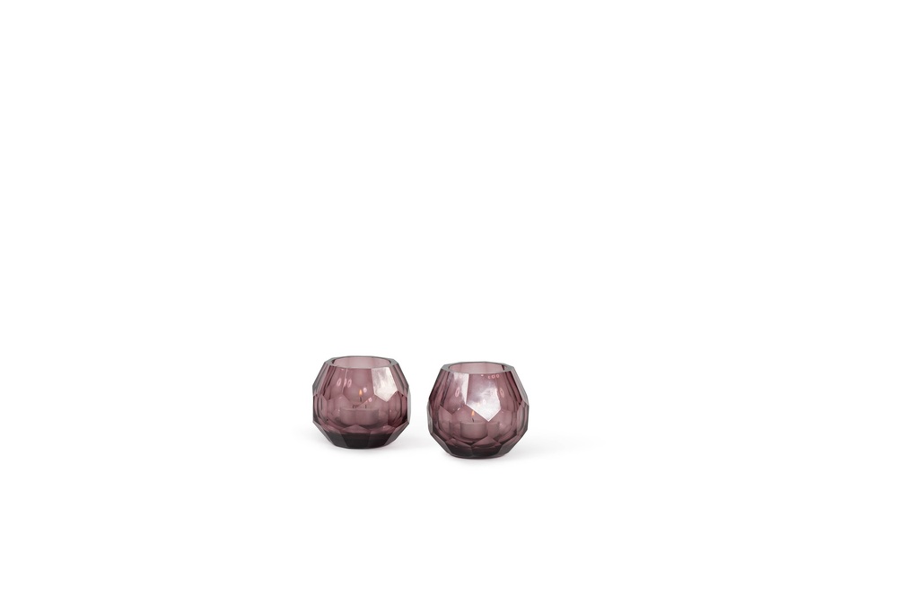 T-light holder polished faceted cutting purple small - Ø10 x 9cm - p 4/24