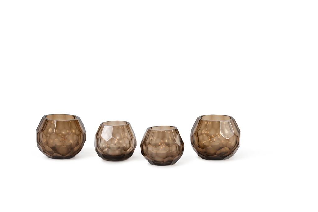 T-light holder polished faceted cutting copper large - Ø12 x 10 cm- p 2