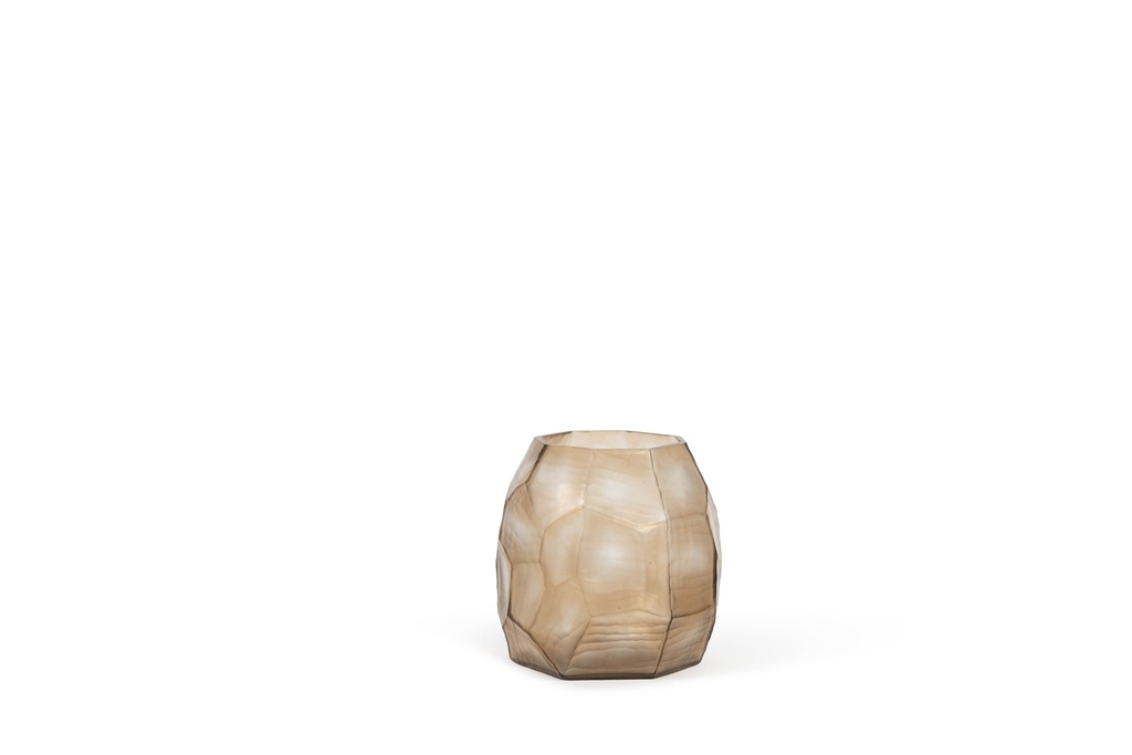 Mouthblown vase faceted cutted copper large - Ø26 x 27 cm - p 1