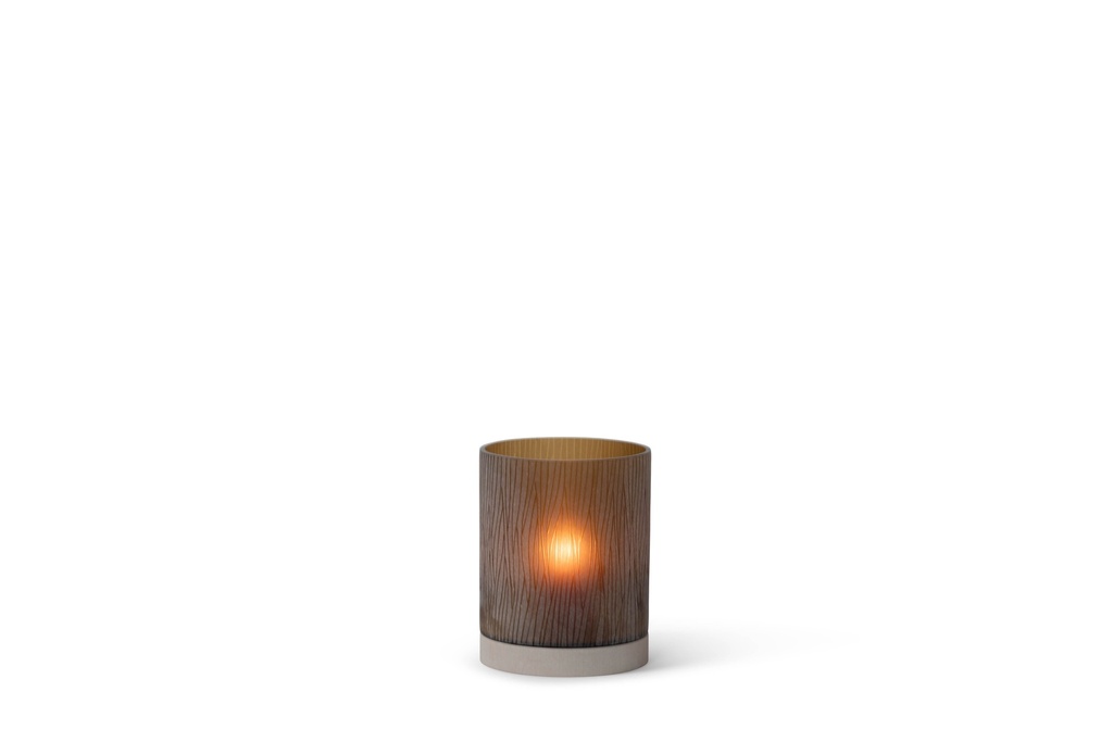 Hurricane cilindrical cutted copper with stone base medium - Ø20 x 28cm - p 1