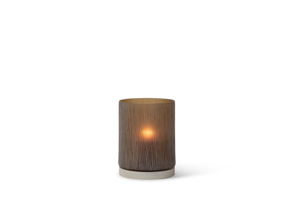 Hurricane cilindrical cutted copper with stone base large - Ø25 x 30 cm - p 1