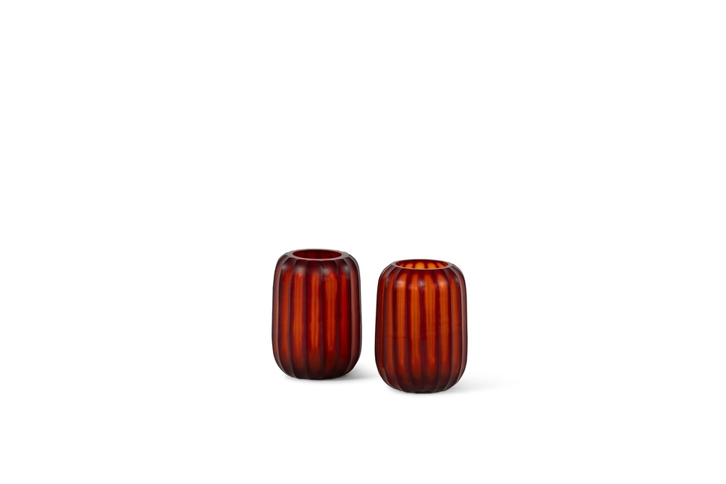 T-light holder vertical ribbed red/orange - Ø9 x 14cm - p 2/12