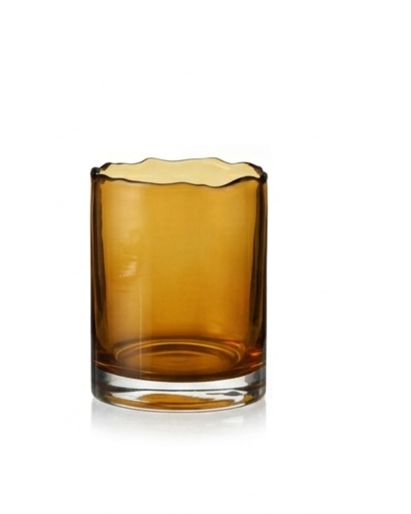 Cylinder votive organic rim - amber - Ø8 x 10 cm - p 6