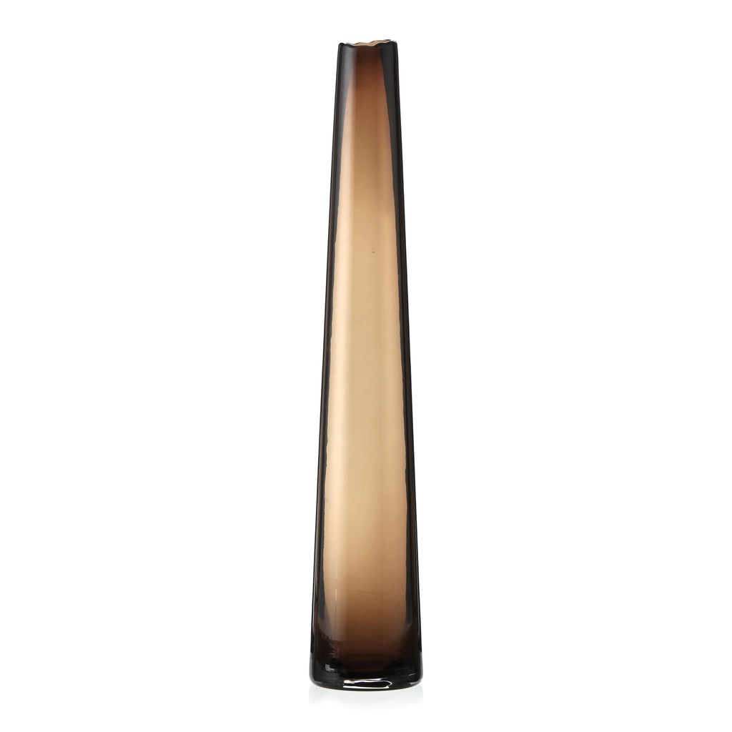 Long conical vase orangic rim - mocha - Ø11 x 60cm - p 2