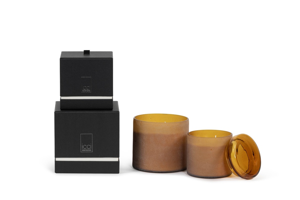 Scented candle votive matt with glossy cover large - amber - Ø 15 x 16 cm - 3 wicks - p 2