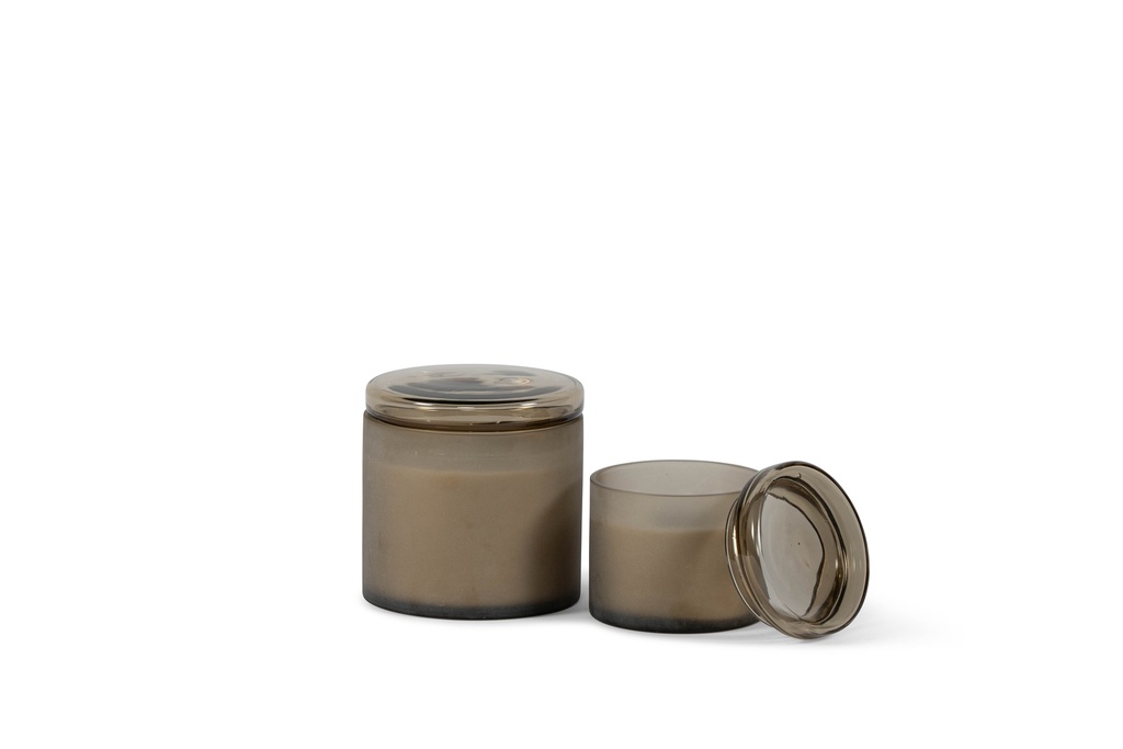 Scented candle votive matt with glossy cover large - light smoke - Ø15 x 16cm - 3 wicks - p 2