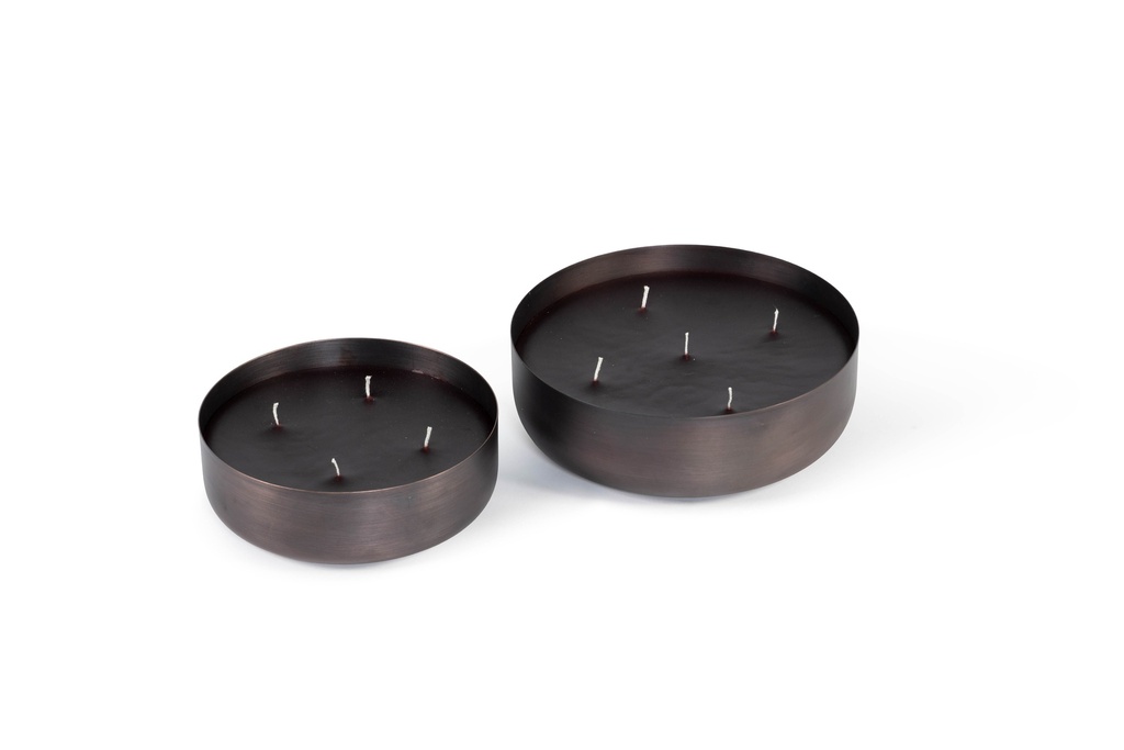 Multiwick indoor candle set of 2 candles black antique - Ø17 x 6 cm / Ø23 x 7 cm - wicks 4 / 5 - p set
