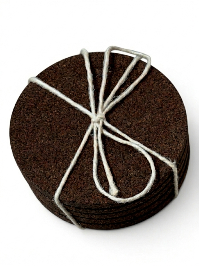 Coaster brown stained cork - set of 4 - Ø10 x 0.5cm - per set